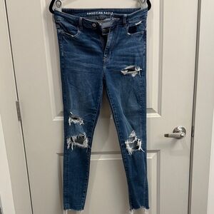 American Eagle Outfitters Women's Ripped Blue Skinny Jeans